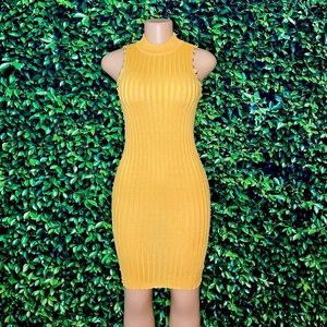 Mock Neck Studded Rib-Knit Dress